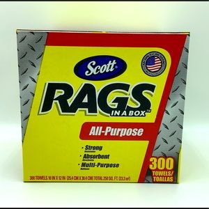 SCOTT.. RAGS IN A BOX.. 300 TOWELS .. BNIP